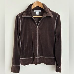 JONES NEW YORK SPORT Brown Zippered Jacket Coat - Size large